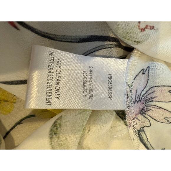 Parker Cassidy Floral Print Silk Top White S - Picture 10 of 10